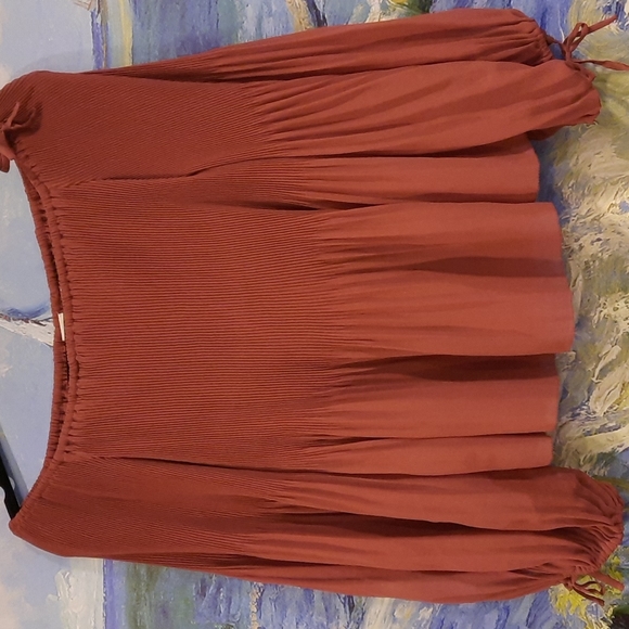 Aritzia-Wilfred Talence Pleated off the shoulder blouse. - Picture 2 of 7